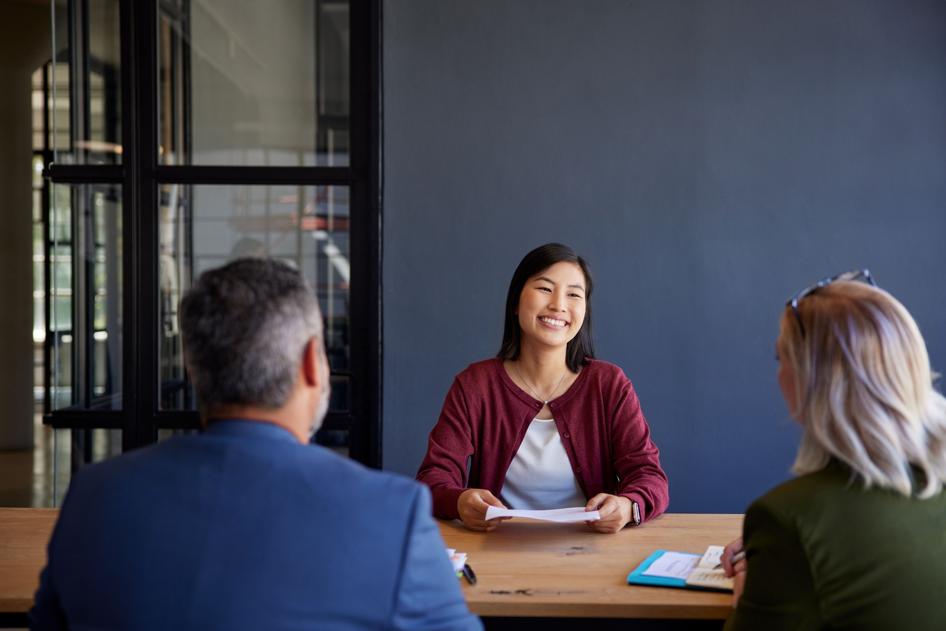 Job interview with smiling candidate